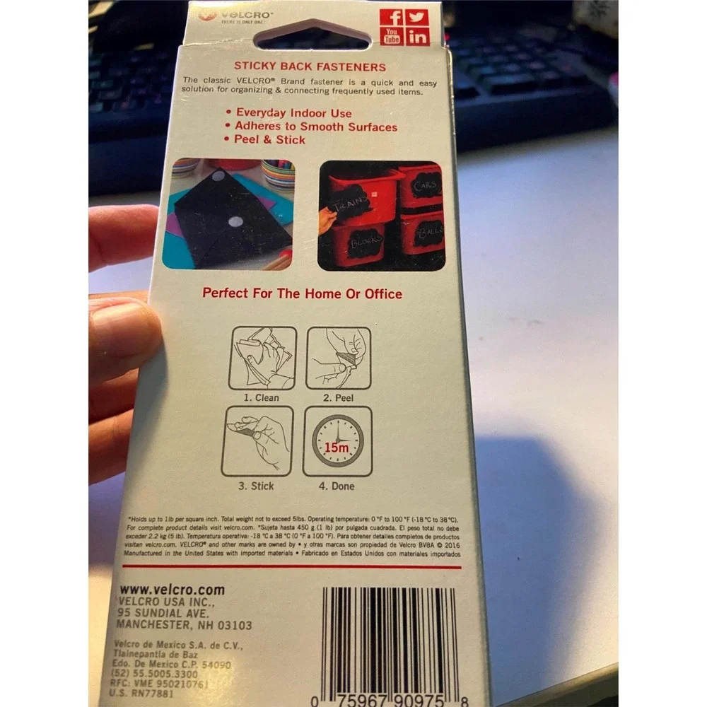 NIP VELCRO Brand Sticky Back General Purpose 6 ft x 3/4 in Holds 5 lb Black